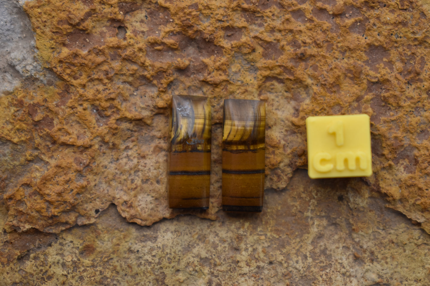 Pair Tiger’s Eye with banding Rectangle - 19.2x7.5x3.8