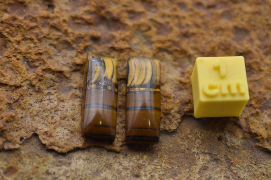 Pair Tiger’s Eye with banding Rectangle - 19.2x7.5x3.8