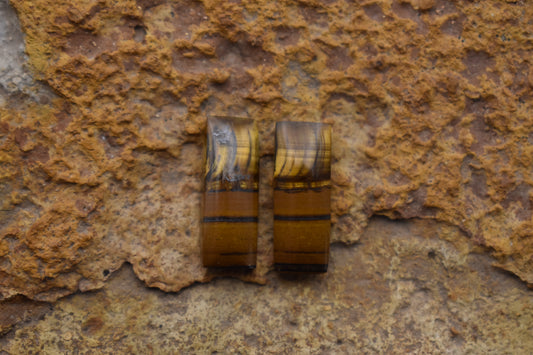 Pair Tiger’s Eye with banding Rectangle - 19.2x7.5x3.8