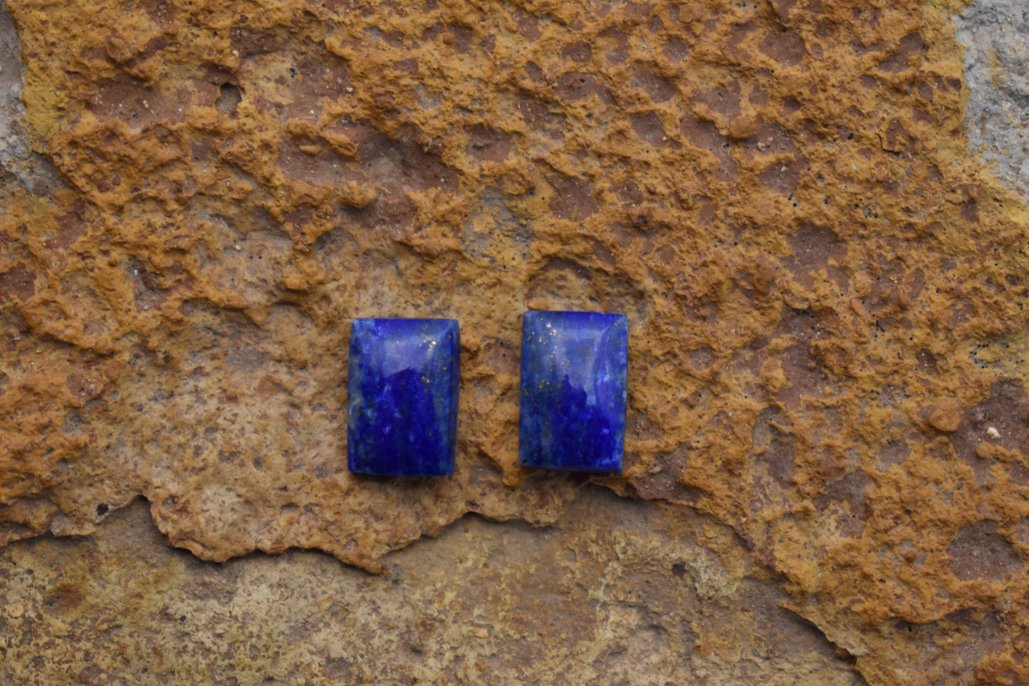 Pair of Lapis Lazuli From Afganistan Rectangular - (11.5x7.8x3.6)