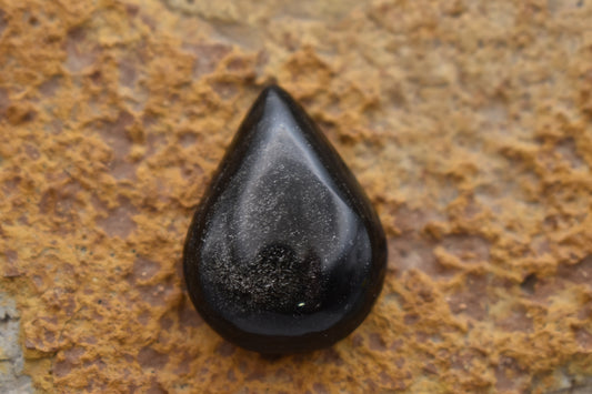 Silver Obsidian Drop - 28x21x8